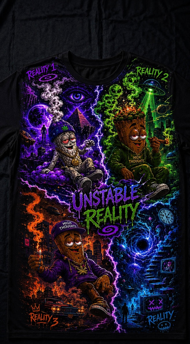 Unstable Reality V2 All-Over Print T-Shirt / Hoodie — Neon Glitch Streetwear