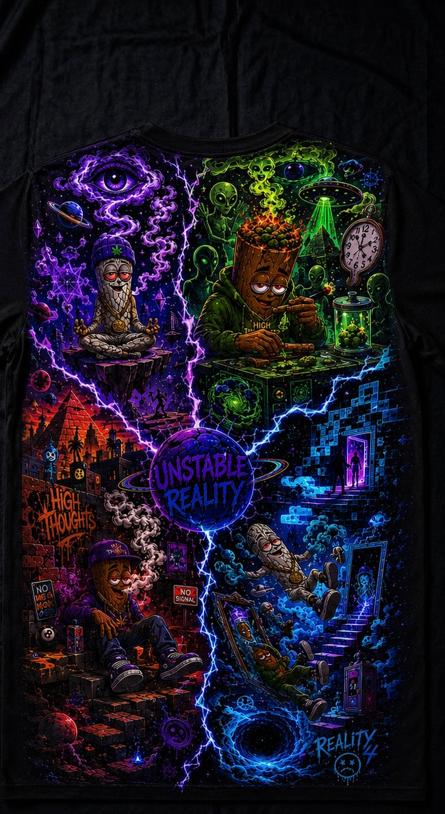 Unstable Reality V2 All-Over Print T-Shirt / Hoodie — Neon Glitch Streetwear