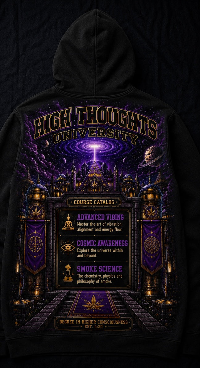 High Thoughts University All-Over Print T-Shirt / Hoodie — Cosmic Streetwear