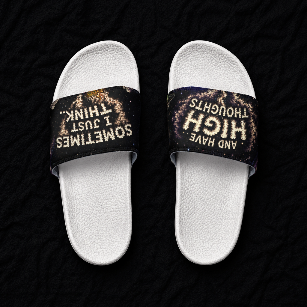 Slide Sandals — 'Sometimes I Just Think and Have High Thoughts' Graphic Pool Slides